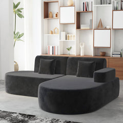 EROMMY Modern L-Shape Sectional Sofa with Chaise Lounge, Boneless L Shape Sofa with Deep Seat, Black