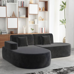 EROMMY Modern L-Shape Sectional Sofa with Chaise Lounge for Living Room Bedroom, Black
