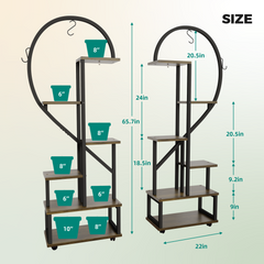 EROMMY 5 Tier Metal Plant Stand 2 Pcs Plant Stands for Indoor Plants Multiple, Plant Shelf for Planter Display with 2 Hooks