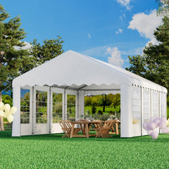 EROMMY Heavy Duty Party Tent with Removable Sidewalls & Storage Bags, White