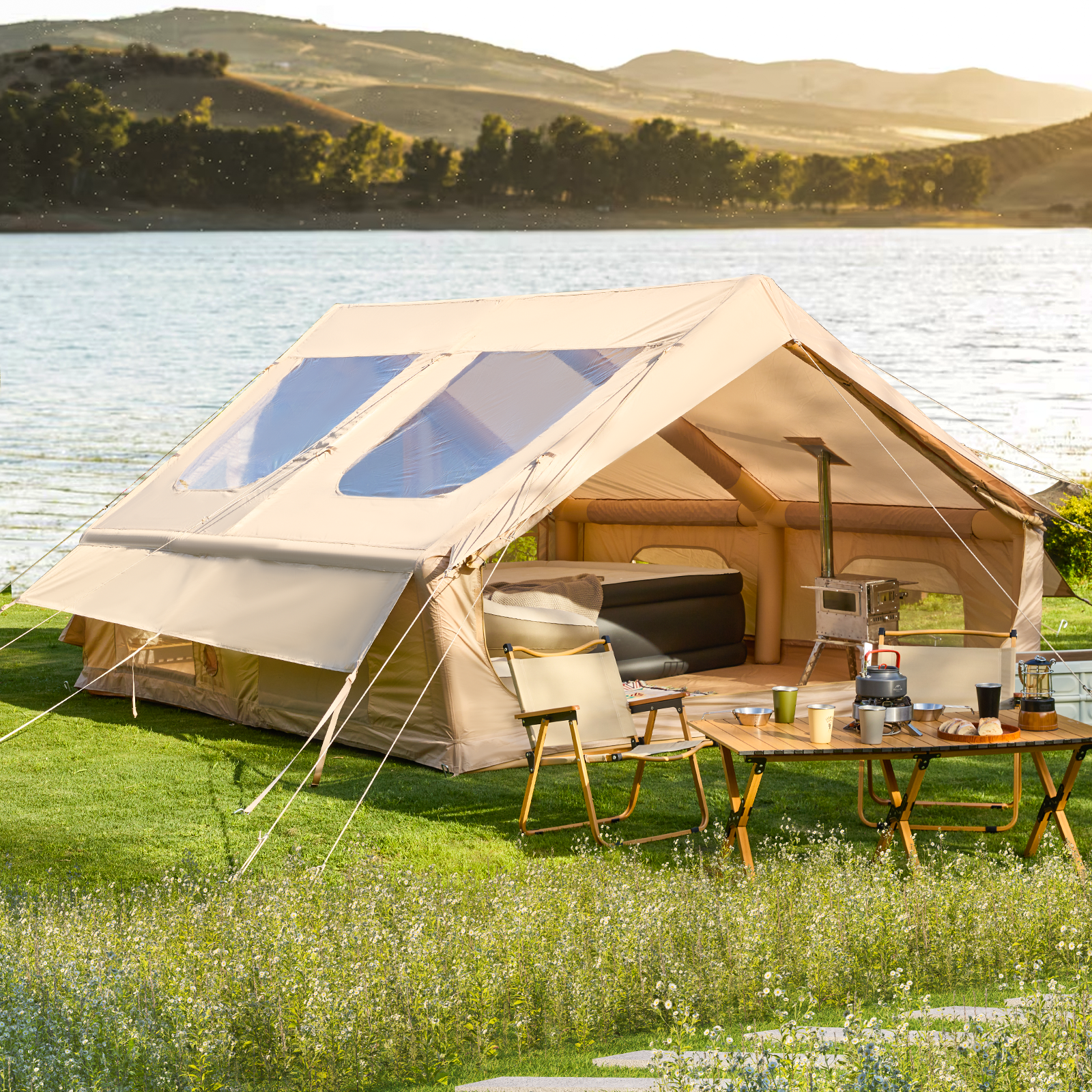 EROMMY 10-12 Person Extra Large 4 season Tent with Stove Jack – 10x12.9x6.2ft