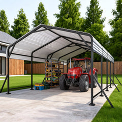 EROMMY 11' x 19' Outdoor Steel Carport with Galvanized Steel Frame and Roof
