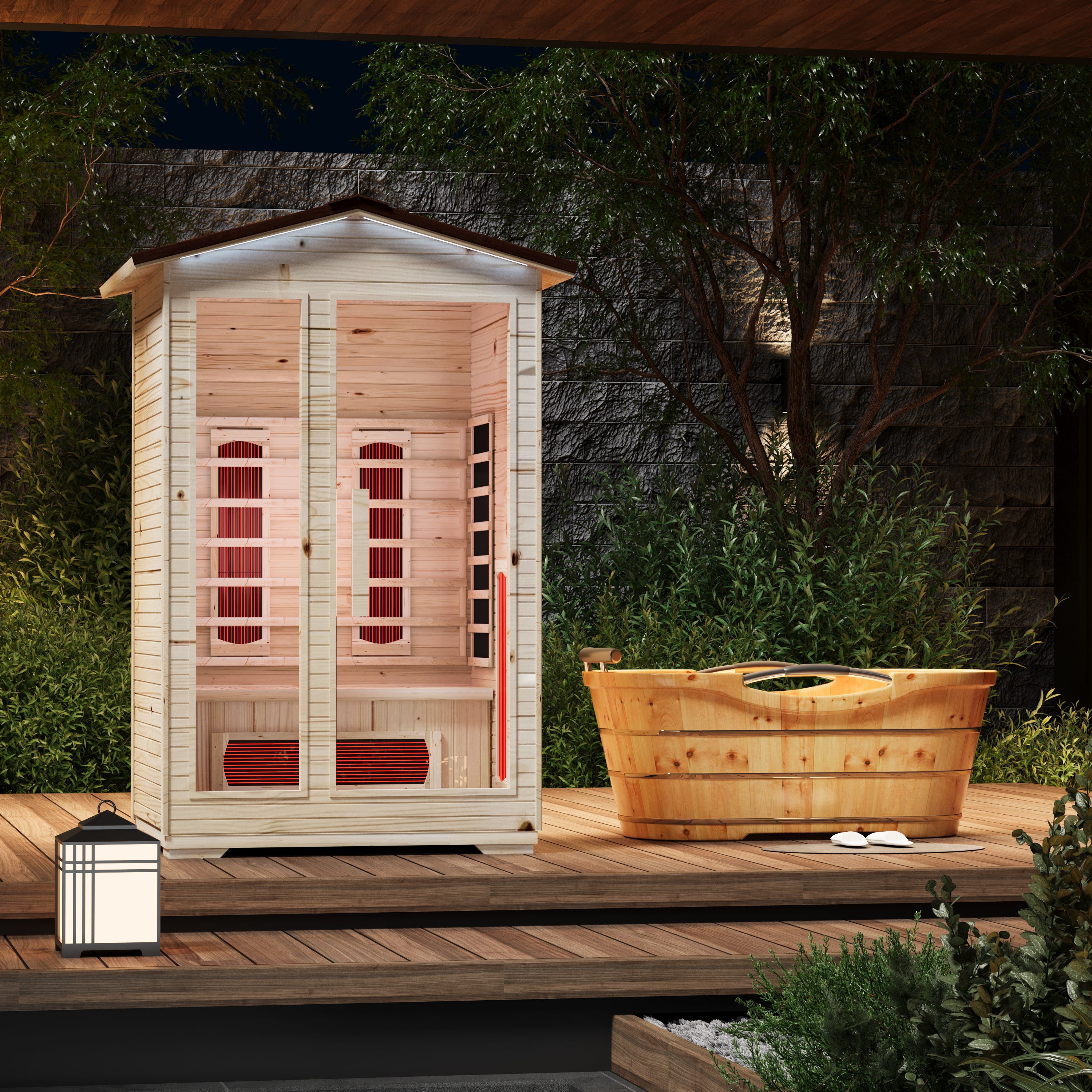 EROMMY 2 Person Outdoor Sauna with Full-spectrum Heaters