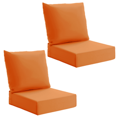 EROMMY Patio Furniture Cushions Set of 2 with Handle and Ties, Waterproof Fade-Resistant Outdoor Couch Cushions, Chair Pads for Dining Chairs, Orange