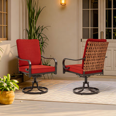 EROMMY Swivel Patio Chairs Set of 4 with Thickened Cushions, Red