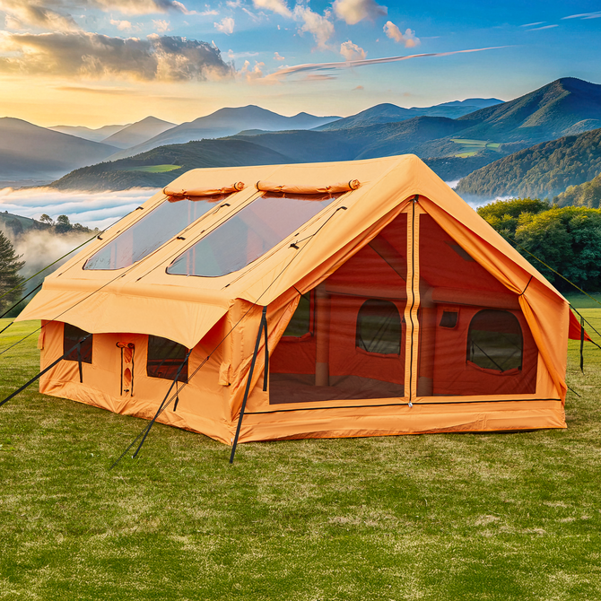 Inflatable Tent with Chimney Opening | All-Season Comfort