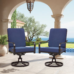 EROMMY Swivel Patio Chairs Set of 2 with Thickened Cushions, Blue