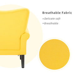EROMMY Mid Century Wingback Arm Chair, Modern Upholstered Fabric, Yellow