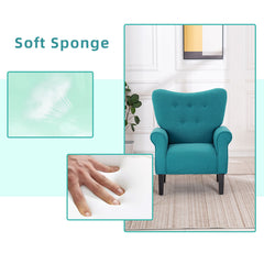 EROMMY Mid Century Wingback Arm Chair, Modern Upholstered Fabric, Tiffany Blue