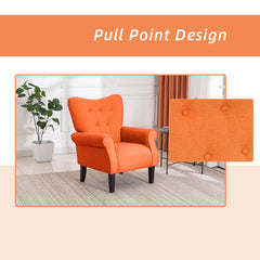 EROMMY Mid Century Wingback Arm Chair, Modern Upholstered Fabric, Orange
