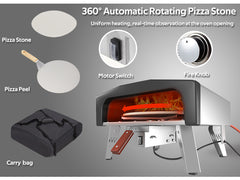 EROMMY 20 inches Auto-Rotating Pizza Oven, Pizza Oven Outdoor with Folding Design, 360°Automatic Rotating Pizza Stone with upgraded GAS Power Heating System, Outdoor Gas Pizza Oven for Backyard, Camping, Picnic