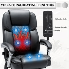 EROMMY Leather Office Chair with Massage and Heating-Black