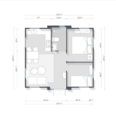 EROMMY 20ft Portable Modular Folding House, Expandable Container Home with 2 Bedrooms and Fully Equipped Bathroom, Prefab Boxable Home with Kitchen for Adults Living