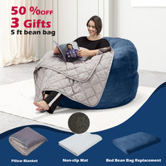 EROMMY 5ft Giant Gorilla Bean Bag Sofa Chair Bed for Adults, Blue