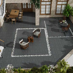EROMMY WPC Wood-Plastic Composite Patio Deck Tiles Pack of 22, Interlocking DIY Flooring, Water Resistant Indoor Outdoor - 11.8" Dark Gray
