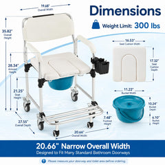 erommy rolling shower wheelchair - view 3