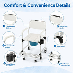 erommy rolling shower wheelchair - view 4