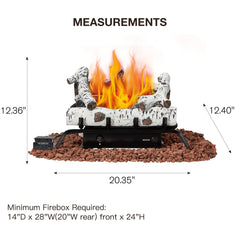 erommy 20 inch ventless propane fireplace logs white product image 3