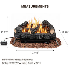 erommy 24 inch black natural gas ventless fireplace logs product image 4