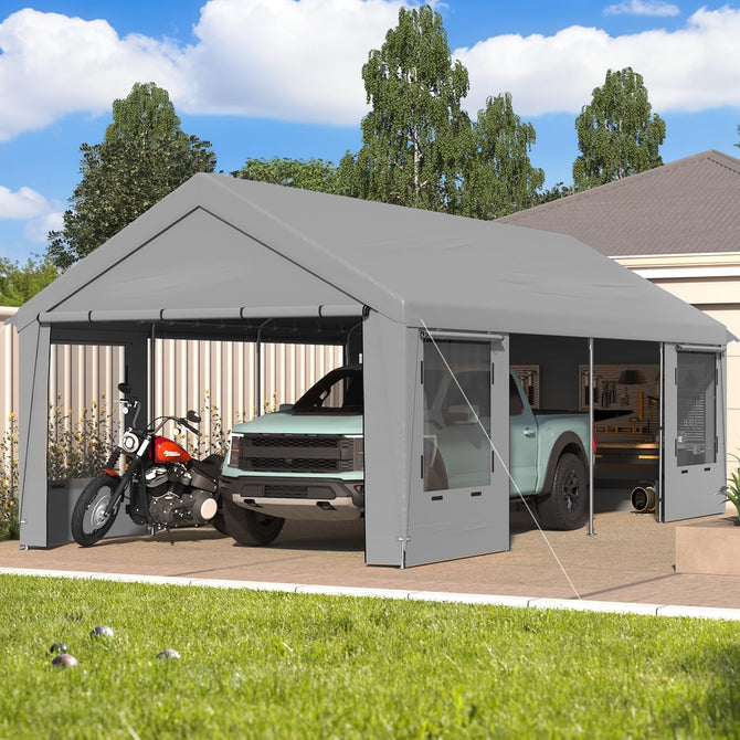 erommy 12x24 gray heavy duty carport product image 1