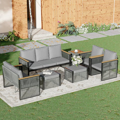 EROMMY 7 Piece Outdoor Sectional Patio Conversation Set, All Weather Outdoor Couch Set Patio Sofa Set for Deck, Lawn, Grey