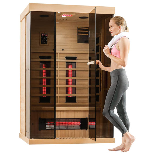 EROMMY Infrared Sauna, 1-2 Person Home Sauna with 10 Minutes Warm-up Heater Tube& Carbon Panels, Personal Sauna for Home