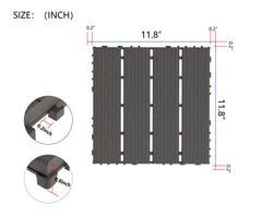 Erommy 44 PCS Interlocking Deck Tiles 12" x 12" – Dark Gray Waterproof PP Flooring for Patio, Balcony, Bathroom, Garden & Poolside, Non-Slip, Easy DIY, Indoor Outdoor All-Weather Use