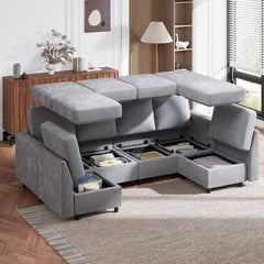 Erommy 6  Piece Modular Sectional Couch, Modular Couches and Sofas Sectional with Storage for Living Room, armrests, 6 single seats, Light Grey