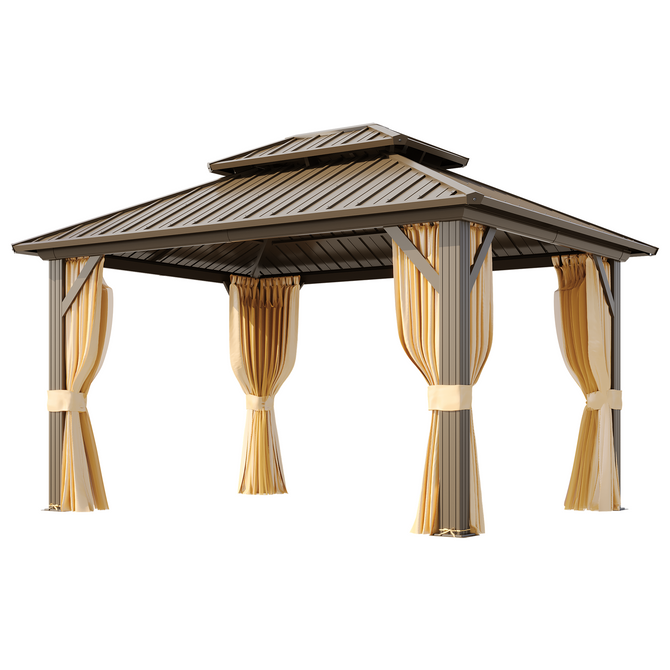 Kumi.O Gazebo with Netting and Curtains | Galvanized Steel Roof – EROMMY