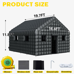 EROMMY Inflatable Nightclub 20' x 16.5' x 12', Inflatable Party Tent with 950w Blower Night Club Tent for Birthday Party Wedding Backyard Rental Business, Black