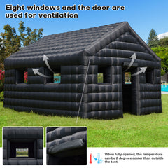 EROMMY Inflatable Nightclub 20' x 16.5' x 12', Inflatable Party Tent with 950w Blower Night Club Tent for Birthday Party Wedding Backyard Rental Business, Black