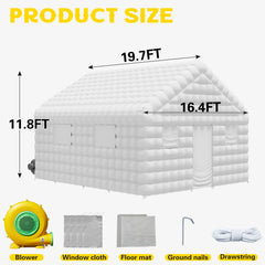 EROMMY Inflatable Nightclub 20' x 16.5' x 12', Inflatable Party Tent with 950w Blower Night Club Tent for Birthday Party Wedding Backyard Rental Business, White