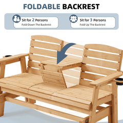 EROMMY Outdoor Glider Chair with Cup Holders, Garden and Park Chair, All-Weather Porch Glider Bench