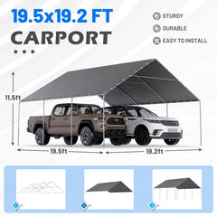erommy 20x20 grey metal carport product image 2