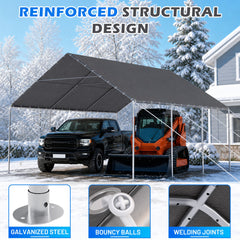 erommy 20x20 grey metal carport product image 3