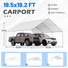 erommy 20x20 white metal carport product image 2