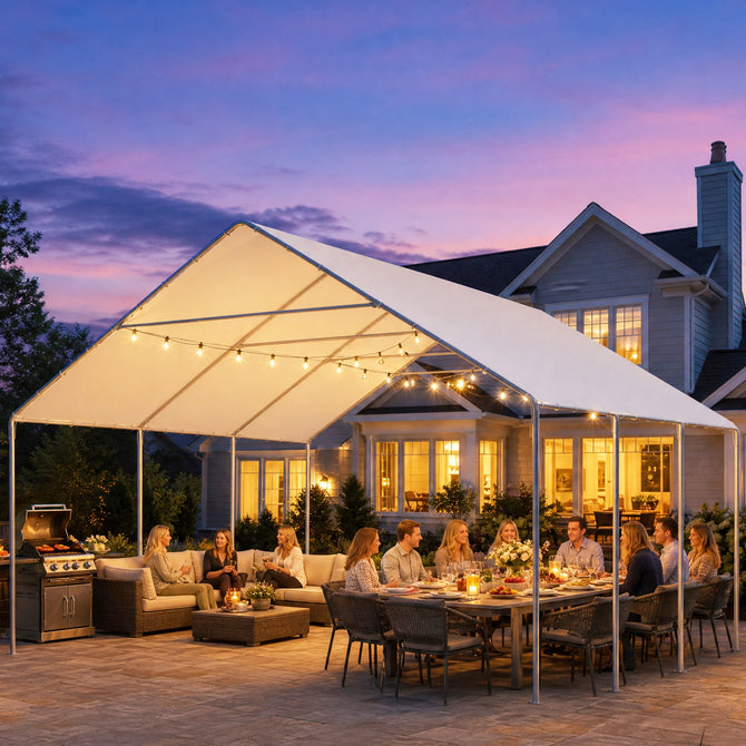 erommy 20x20 white metal carport product image 8