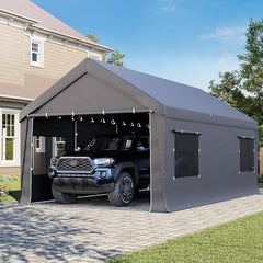 erommy carport 10x20 grey with sidewalls