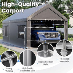 erommy gray carport galvanized frame and anchoring hardware details