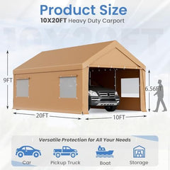erommy 10x20 yellow carport dimensions and supported vehicle uses