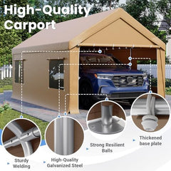 erommy yellow carport galvanized frame and anchoring hardware details
