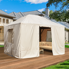 EROMMY Gazebo Cover for 10'x12' Gazebos, Beige(Gazebo not Included)