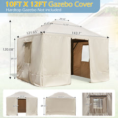 EROMMY Gazebo Cover for 10'x12' Gazebos, Beige(Gazebo not Included)