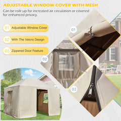 EROMMY Gazebo Cover for 10'x12' Gazebos, Beige(Gazebo not Included)