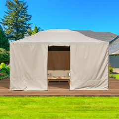 EROMMY Gazebo Cover for 12'x14' Gazebos, Beige(Gazebo not Included)