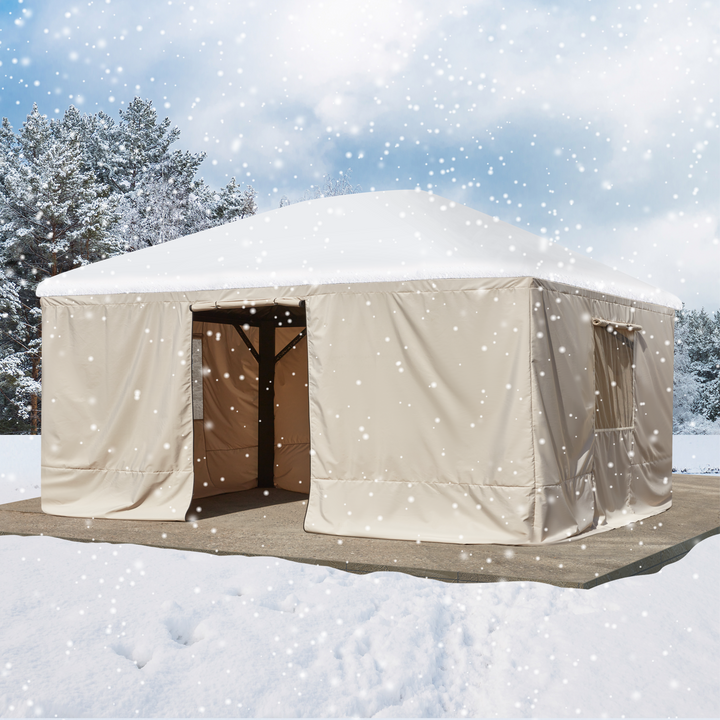 EROMMY Gazebo Cover For 12'X16' Gazebos, Beige(Gazebo Not Included)