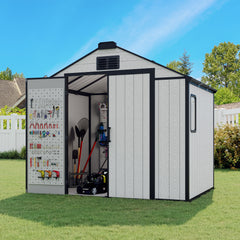 EROMMY 8x6 FT Outdoor Storage Shed, Heavy Duty with Floor & Air Vent for Bikes, Tools, Lawnmowers