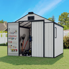 EROMMY 8x8 FT Outdoor Storage Shed, Heavy Duty with Floor & Air Vent for Bikes, Tools, Lawnmowers