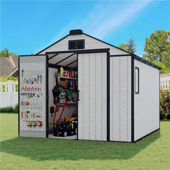 EROMMY 8x10 FT Outdoor Storage Shed, Heavy Duty with Floor & Air Vent for Bikes, Tools, Lawnmowers