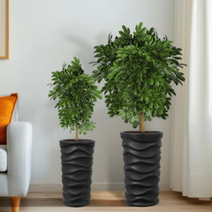 EROMMY Modern Style Outdoor Planters for Porch, Set of 2, MgO Flower Pots, Balcony Large Pot Planters